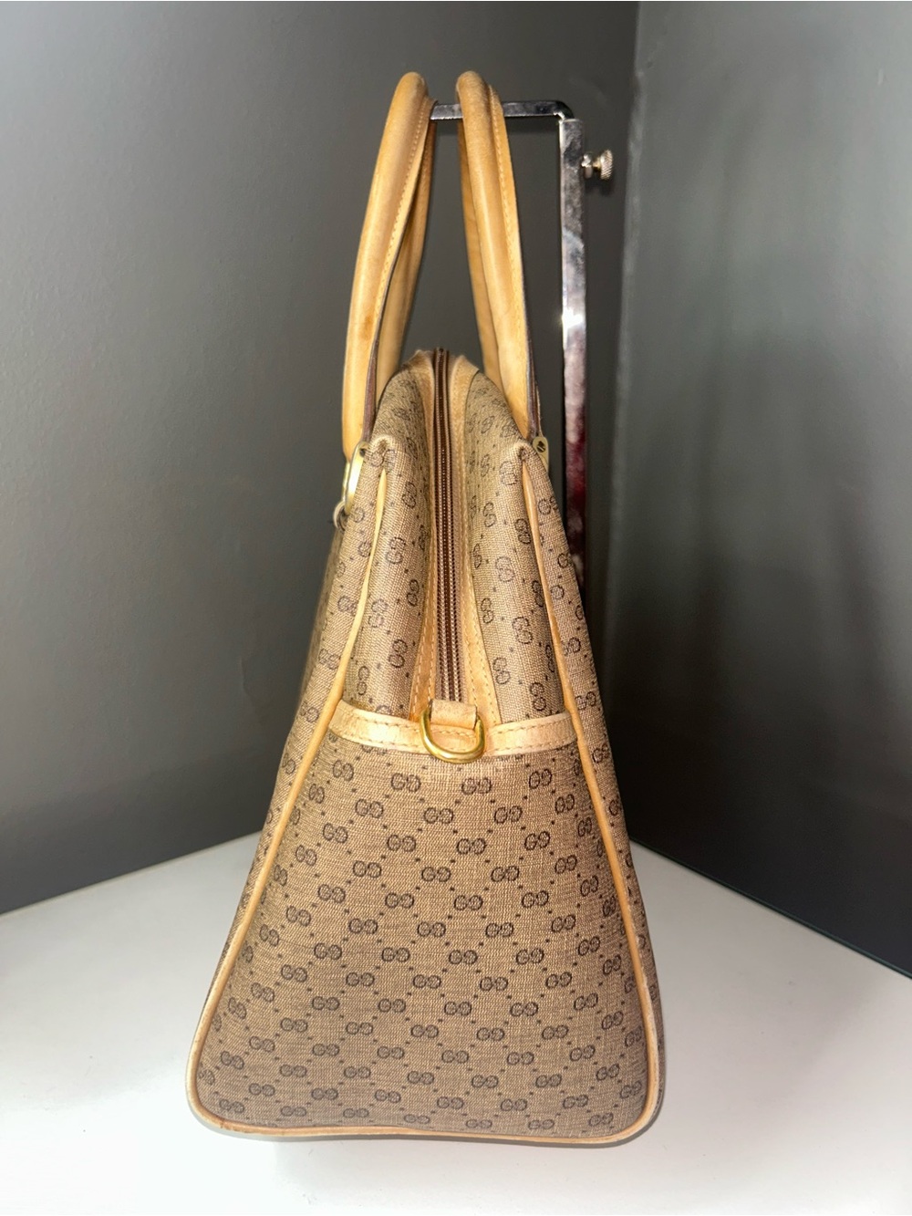 Vintage Gucci Micro GG Tan Coated Canvas Satchel Handbag - Picture 10 of 14